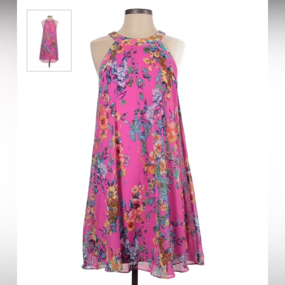Betsey Johnson High Neck Hot Pink Floral Dress